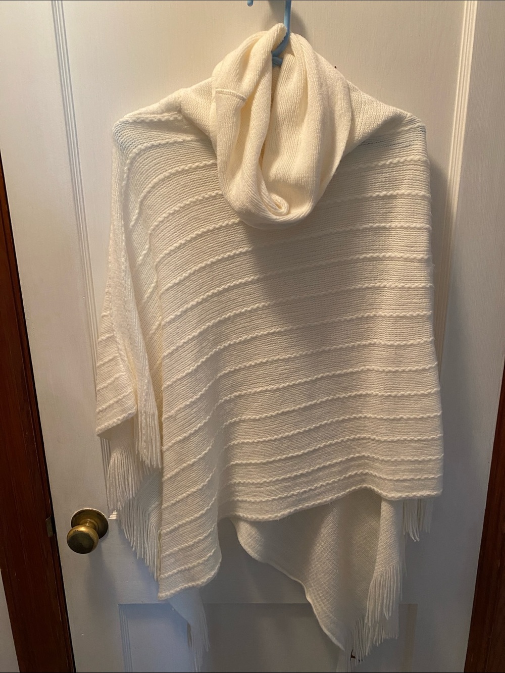 BCBGMaxAzria Cream Knit Hooded Poncho